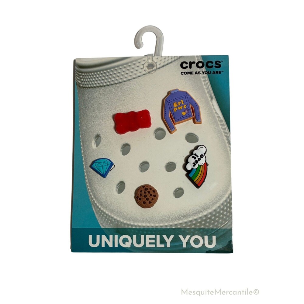Crocs Jibbitz Charms Get Over It 5 Pack Rainbow Cookie Diamond Gummy Bear NWT